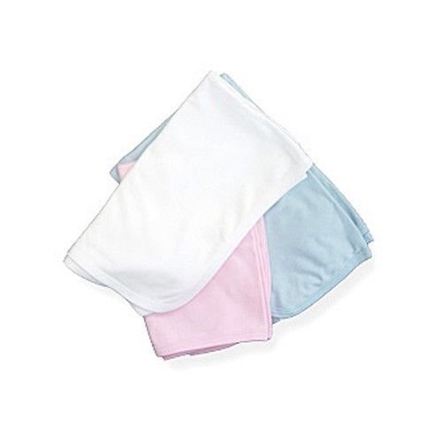 Baby Jay 100% Cotton Receiving Blanket in Blue, Pink or White Boy Girl (White)