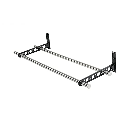 AWCPP Ropa de Secado de Ropa de Montaje en Pared, con Hebilla Percha de Ropa Plegable Ropa de Percha a Prueba de Viento con Ganchos para Colgar, para Lavandería Balcón de la Sala de Barro./Black/89Cm Cover