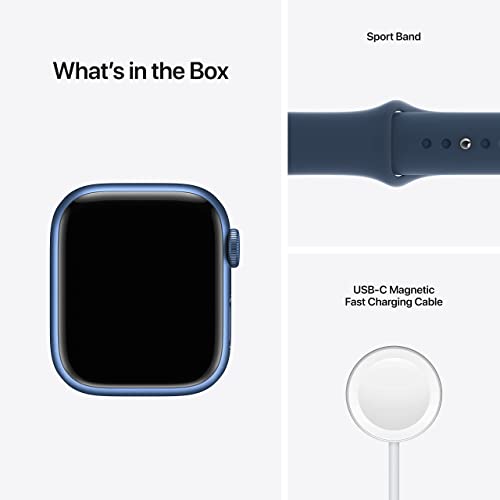 Image of Apple Watch Series 7 (GPS, 41mm) Blue Aluminum Case with Abyss Blue Sport Band, Regular (Renewed)