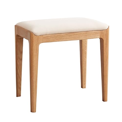 YESWOOD Tabouret de Coiffeuse en Bois de Chêne Massif, Livré Monté, Chaise de Coiffeuse Style Moderne, pour Chambre, Coiffeuse, 43 x 30 x 42 cm, Chêne...