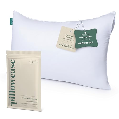 Image of ComfyDown Pillowcase for Queen Size Pillow Breathable, 100% Cotton, 400-Thread Count, Zipper Closure - Made in USA (Queen)