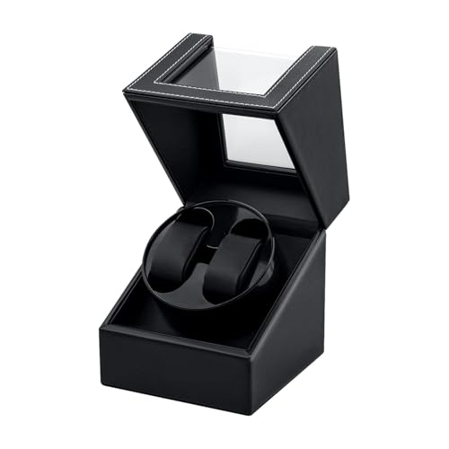 Image of Double Automatic Watch Winder Box, Automatic Watch Display Storage Rotation Wristwatch Box with 2 Slots-Black (CLASSIC)