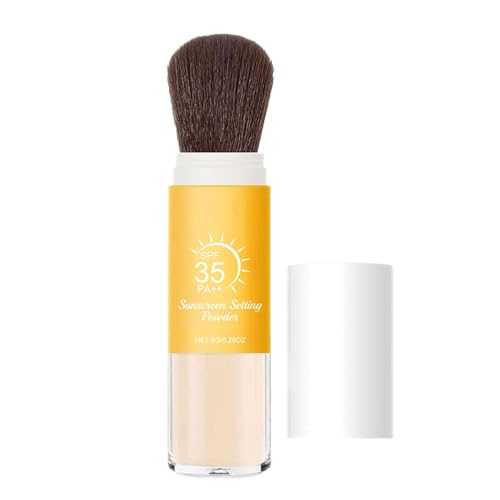 Protector Solar Facial En Polvo | Polvo Fijador Con Protección Solar - Control de Brillo Efecto Mate Translúcido Textura Ligera y Transpirable Duradero para Piel Grasa y Sensible