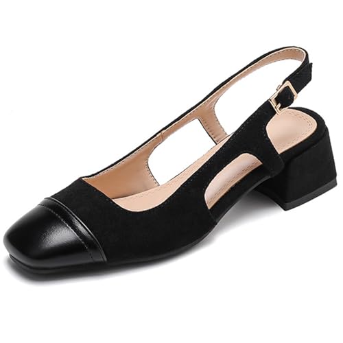 Escarpins slingback talon carré pour femmes mariages d'automne noirs