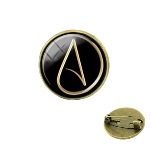 Broche avec symbole athée - Symbole de l'athée - Métatrons - Cube - Légende - Triangle - Pour homme et femme, Small, Bronze, verre, métal, Perle