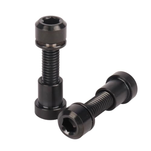 Image of Titanium Bolt M5x16 18 20mm with Washer Steerer Clamp Nut for Bicycle Stem Front Forking Lock Pack of 2 (Black, M5x20mm)