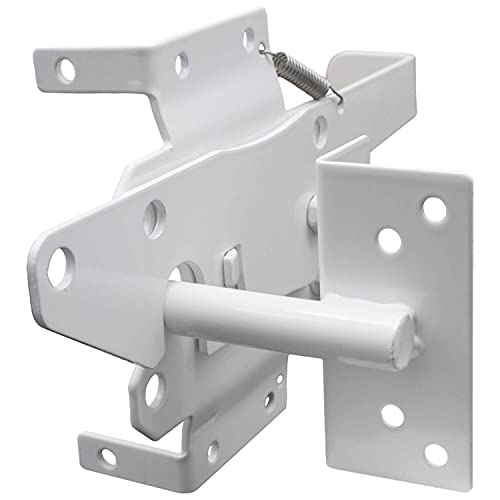 Self Closing Vinyl Fence Gate Single Gate Hardware Kit White(For Vinyl, Pvc Fencing) Fence Gate Kit Includes Gate Hinges & Gate Latch W/Screws - Single Fence Gate Kit Has 2 Hinges & 1 Latch #TOP1