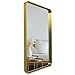 Wallcharmers 24â€x36â€ Rectangular Gold Mirror | Hangs Horizontal or Vertical, Rounded Corners, Stainless Steel Frame