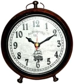 M.H Nautical Handmade Wooden Table Top Clock Desk Clock, Authentic 1972, Antique Style, Home & Office Study Living Room Decoration