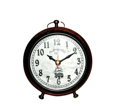 M.H Nautical Handmade Wooden Table Top Clock Desk Clock, Authentic 1972, Antique Style, Home & Office Study Living Room Decoration