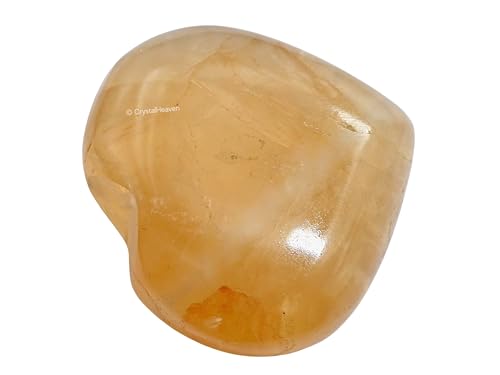Image of Crystal Heaven Certified Citrine Heart Palm Pebbles Stones For Anxiety Stress Relief Massage-Aaa Grade Original Healing Gemstone Agate Heart Palm Stone For Yoga Meditation Spiritual