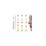 YADOCA Bijoux de Piercing en Titane G23 Hypoallergénique pour Oreille Tragus, Hélix, Labret, Conch, 3 Paires de Piercings, Argent, Or 14K, 2E+1 grams