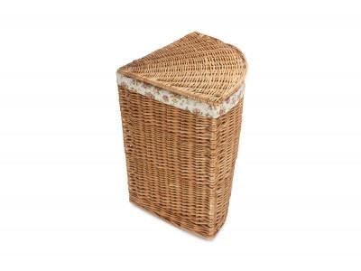 Red Hamper Large Light Steamed Corner Laundry Baskets with Garden Rose Lining, Brown - Image 3