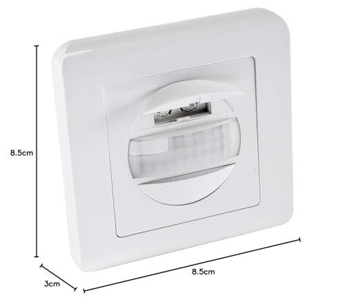 ChiliTec Bewegungsmelder 160° Unterputz Einbaubewegungsmelder 9m Reichweite 2-Draht Ersatz für Lichtschalter Einbaubewegungsmelder Weiß