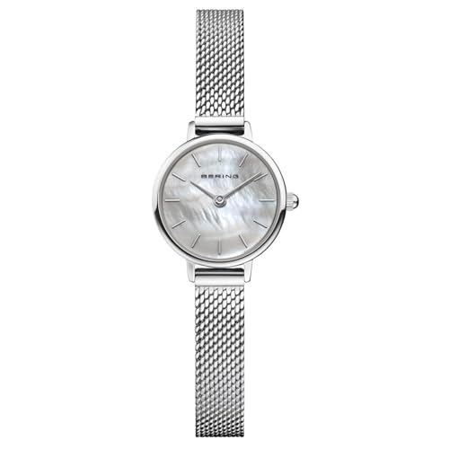 BERING 11022-064 Reloj de cuarzo para mujer con caja de acero inoxidable de 22 mm con acabado en oro rosa y esfera plateada, correa milanesa, cristal de zafiro y resistencia al agua de 3 ATM BERING 11022-064 Reloj de cuarzo para mujer con caja de acero inoxidable de 22 mm con acabado en oro rosa y esfera plateada, correa milanesa, cristal de zafiro y resistencia al agua de 3 ATM