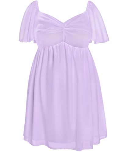 Image of Pinup Fashion Plus Graduation Light Purple Short Sleeve Easter Short Dress