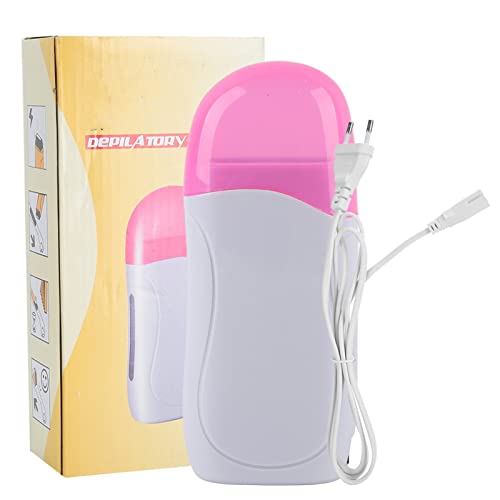 Depilatory Heater, Digital Roll On Wax, Wax Roller Waxing for Hair Removal Women, Electric Depilatory Wax Heater for Arm Leg Body Hair Removal Heater Machine Epilator (Pink+White)