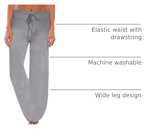 Image of NEWCOSPLAY Women's Comfy Pajama Pants Casual Drawstring Palazzo Lounge Wide Leg Pants