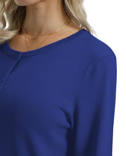 Image of QUALFORT Women's 100% Cotton Lightweight Cardigans Long Sleeve Knitted Button Down Sweater