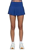 Gold Hinge Pleated Tennis Skirt For Women, Athletic Skort With Pockets - Tennis Golf Pickleball, Mediterranean Blue, Xs