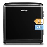 Comfee ' RCD50BL2EURT(E) Single Door Mini Refrigerator, Mini Bar 47L, Retro Design, with Cooler Compartment, Adjustable Thermostats, Low Noise, Ideal for Home and Office, Black [Energy Class E]