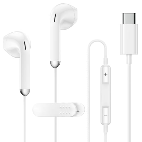 USB C Headphones for Google Pixel 10 Pro xl/9a/9 Pro/8a/8/7/iPhone 17/16 Pro Max Wired Earbuds with Microphone Noise Canceling in-Ear Type C Earphone for Samsung S25 Ultra/S24/S23/S22/S21/S20/A17/A16