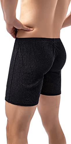 Mens See Through Sexy Underwear Glitter Mesh Lounge Shorts