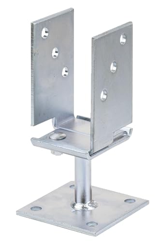 Alberts 214500 U-Pfostenträger | breitenverstellbar und zum Aufschrauben | galvanisch verzinkt, dickschichtpassiviert | Breite 71 - 131 mm