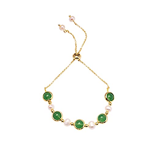 Bracelet perle pierre verte ronde bijoux mode cadeau tendance
