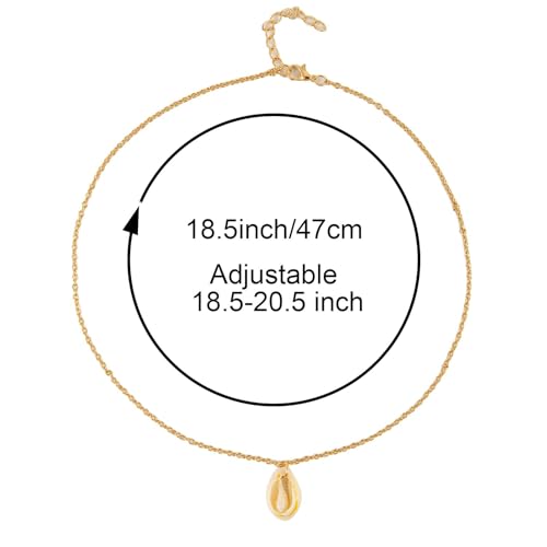 5Pcs Natural Scallop Conch Seashell Necklace Inlaid with Gold Rimmed Sea Shell Necklace Adjustable Seashell Jewelry Gifts for Women3