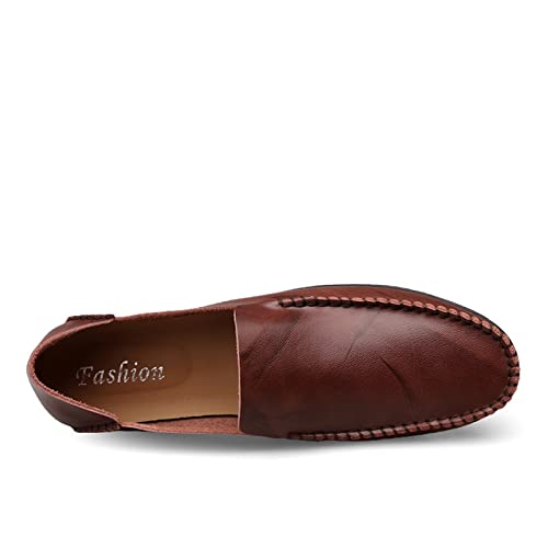 Mens Loafers Genuine Leather Stitching Details Round Toe Rubber Sole Simple Comfortable Flat Heel Anti-Slip Outdoor Slip-on4