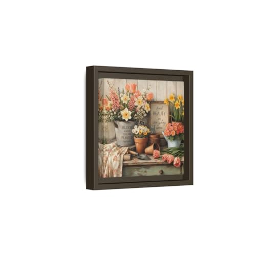 Tableau cadre espresso 20x20 cm nature rustique pour déco salon chic