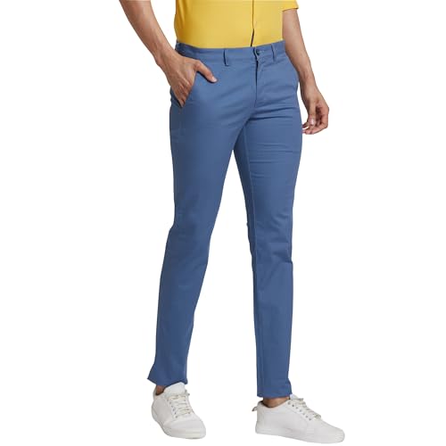 Image of Park Avenue Men's Mid Rise Print Pattern Neo Fit Cotton Blend Flat Regular Fit Front Chinos