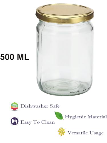 Image of 500 ml Clear Glass Storage Jars for Kitchen & Home Organization - Pack of 6