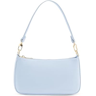 NIUEIMEE ZHOU Borsa a tracolla da donna in pelle vegana retrò, classica, con chiusura a cerniera, Azzurro chiaro, Taglia unica, Borsa a tracolla