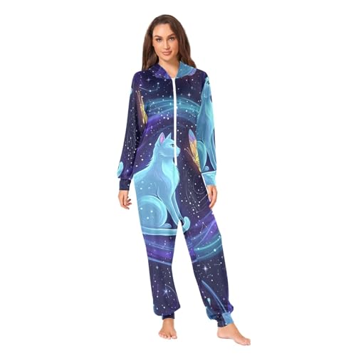 Combinaison pyjama chat bleu pour vos soirées cocooning et moments de détente