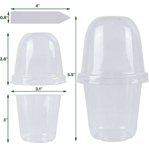 winemana 36 Set Nursery Pots with Humidity Dome, Clear Nursery Pots for Plants, Seed Starting Pots with Drainage Holes & Plant Labels for Vegetables Flowers Garden Plants - Image 2