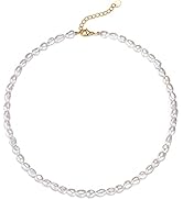 Pearl Necklaces for Women - Pearl Choker Necklace Strands Short Tiny Adjustable Chain Handmade Vi...