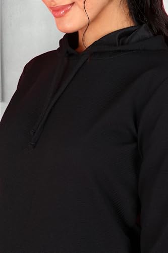 Image of POPWINGS Casual Solid Hooded Pocket Sweatshirt for Women || Women Sweatshirts Casual Wear ||Stylish Western Winter Wear Sweatshirts for Women