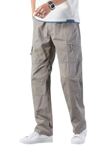 Image of Men's Cargo Pants | Casual Cotton Cargo Trousers for Men | Regular Fit Multi Pocket Outdoor Travel Pants | Stylish Comfortable Casual Bottom Wear for Men