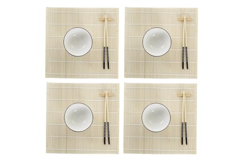 Set à sushi 16 pièces : la solution gain de place en bambou et grès