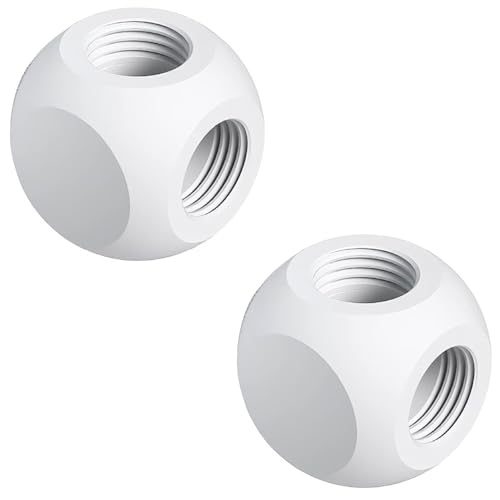 Image of dracaena.io 2 pack G1 /4 inch thread, 5-way ball fitting extender or connector for the computer water cooling system, durable brass /copper material, White