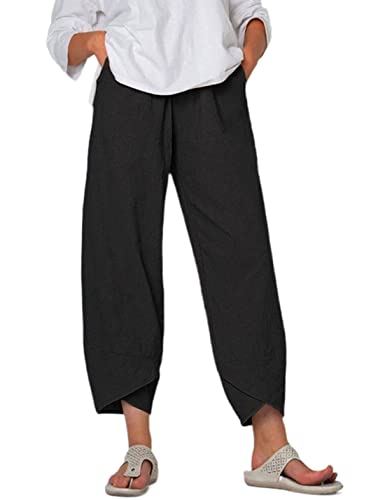 Springrain Women's Capri Pants Casual Summer Cotton Cropped Lounge Pants Trousers