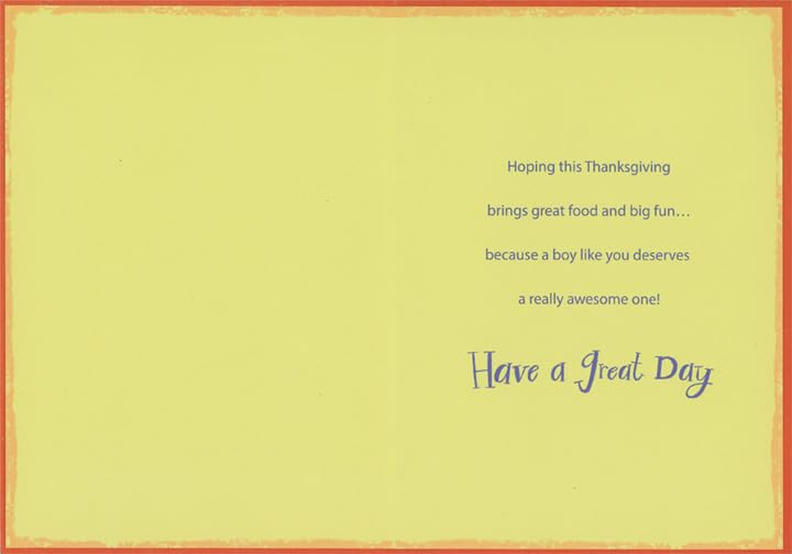 Designer Greetings Chipmunk in Blue Bow Tie Holding Corncob Thanksgiving Card for Young Boy