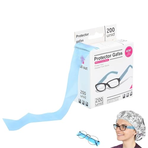 TMZELOA 200 Pièces Manchons de Jambe de Lunettes, Bleu Universel Couvre-jambes de Lunettes Résistant aux Produits Chimiques, Branche Lunette pour Coloration...