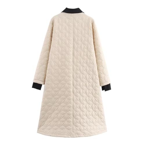 Fulbant 2024 Autumn/Winter Women'S Lapel Patchwork Argyle Quilted Jacket Button Single Breasted Coat2