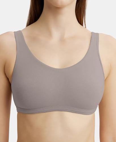 Image of Jockey 1550 Women's Super Combed Cotton Elastane Stretch Slip On Crop Top with Stay Fresh Treatment Bra