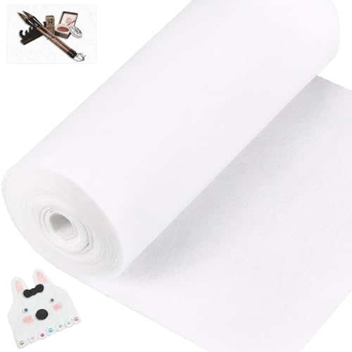 Demarsen Rouleau de Feutre,30 cm x 250 cm x 3 mm Blanc Polyester Feutre Tissu,Feutre DIY Multi-usages Antiderapant pour Sacs en Feutre Cousus Artisanat Patchwork Jardinage