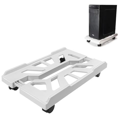 Eymobad PC ständer,Desktop Computer Tower Ständer,Einstellbare CPU Halterung mit 4 rollenden Lenkrollen,2 feststellbare Rollen,CPU Ständer für die meisten - Weiß