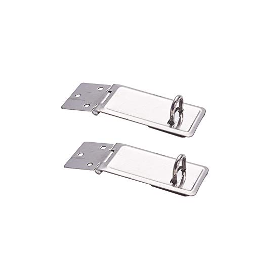 MroMax ドア掛け金ラッチ ドアボルトラッチ スライドラッチ ステンレス製 ドア留め スレンレススチール 南京錠留め金 Stapleパーツ ドア後付け ロックシフトゲートラッチ 安全ドアロックボタン ドア用 シルバートーン 長さ95mm 幅30mm 2個入り